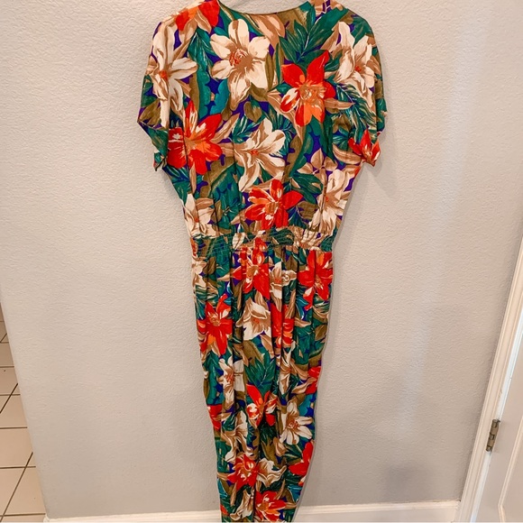 Vintage 90 Ms. Choice Tropical Floral Jumper Pants Jumpsuit Romper Size 8 Medium - Picture 10 of 16